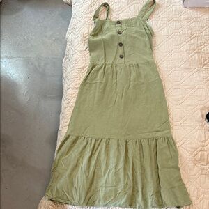 Love Tree Olive Button-Front Midi Dress